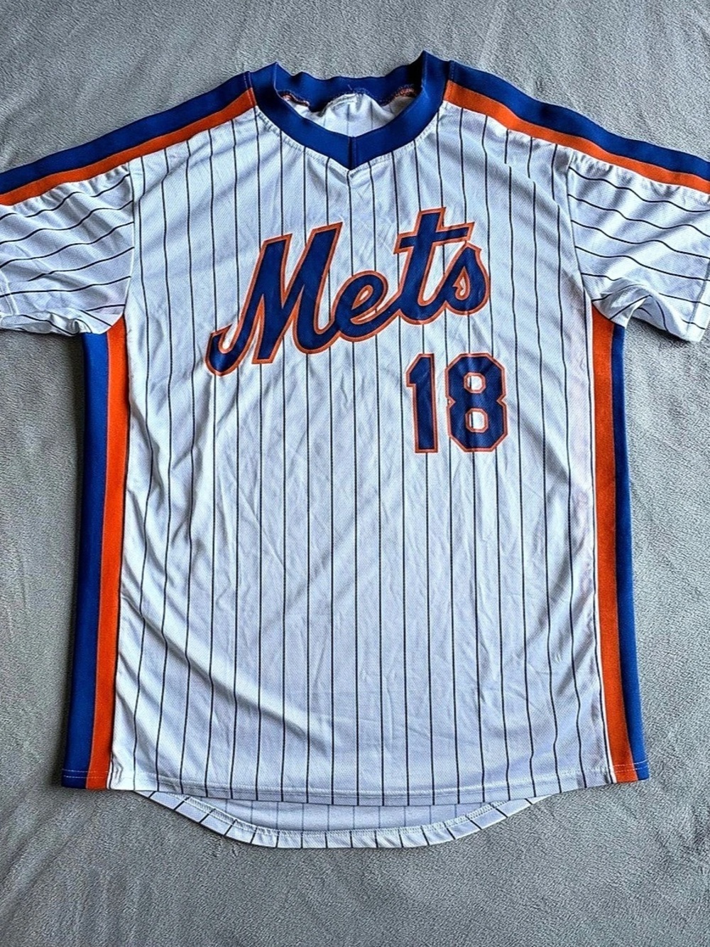 Mets Strawberry 18 Mets jersey Pinstriped Baseball Jersey Size Large